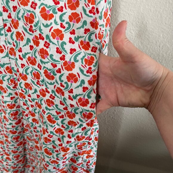 Boden Womens Ditzy Floral Print V Neck Linen Long Sleeve Dress 14L - Picture 5 of 12